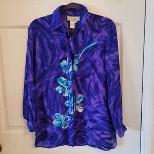 Diane Gilman purple/aqua tunic top
